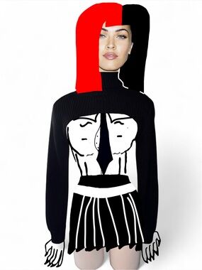 Women’s Size S Black Shrug H&M Sweater Long Sleeve Top Turtleneck — Goth Preppy